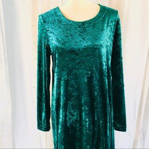 TEDDI Green Suede Maxi Long Sleeve Dress